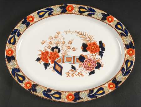 Wincanton Blue and Rust 14" Oval Serving Platter