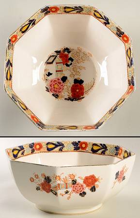 Wincanton Blue and Rust 9" Octagonal Vegetable Bowl