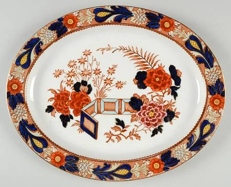 Wincanton Blue and Rust 12" Oval Serving Platter