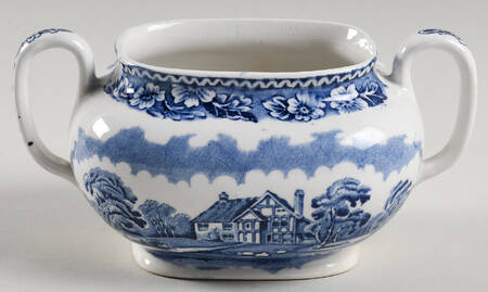 Woodland Blue (Center Scene) Sugar Bowl No Lid