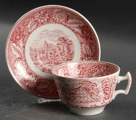 Woodland Pink Flat Cup & Saucer Set