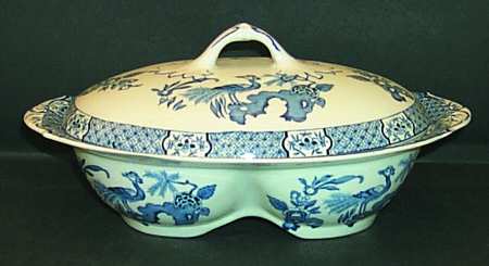 Yuan Blue and White (Older) Oval Covered Divided Vegetable