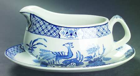 Yuan Blue and White (Older) Gravy Boat & Underplate