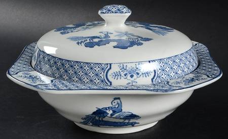 Yuan Blue and White (Older) Square Covered Vegetable
