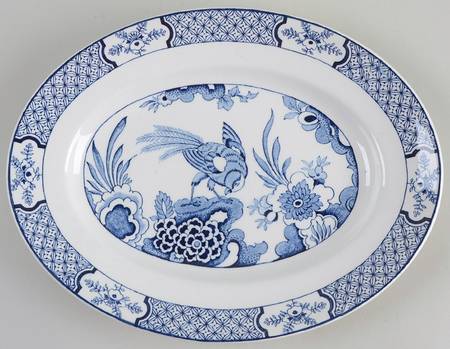 Yuan Blue and White (Older) 12" Oval Serving Platter