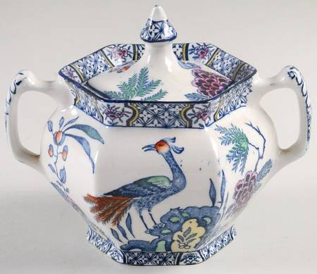 Yuan Blue Multicolor (Smooth Edge) Sugar Bowl & Lid