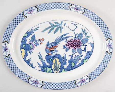 Yuan Blue Multicolor (Smooth Edge) 16" Oval Serving Platter