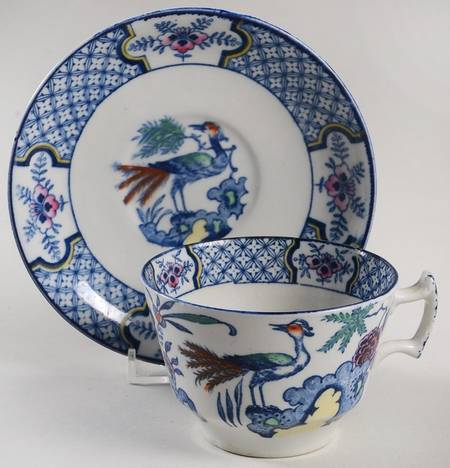 Yuan Blue Multicolor (Smooth Edge) Footed Cup & Saucer Set