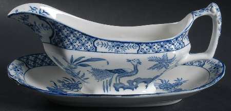 Yuan Blue and White (Older) Gravy Boat & Underplate/Relish