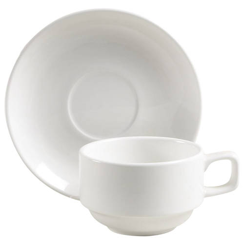 Basics Collections White Flat Cup & Saucer Set