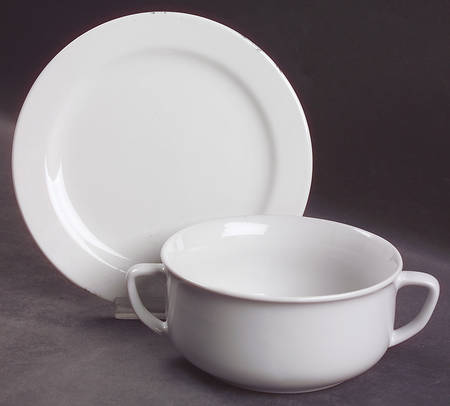 Basics Collections White Cream Soup Bowl & Bread Plate/Saucer Set