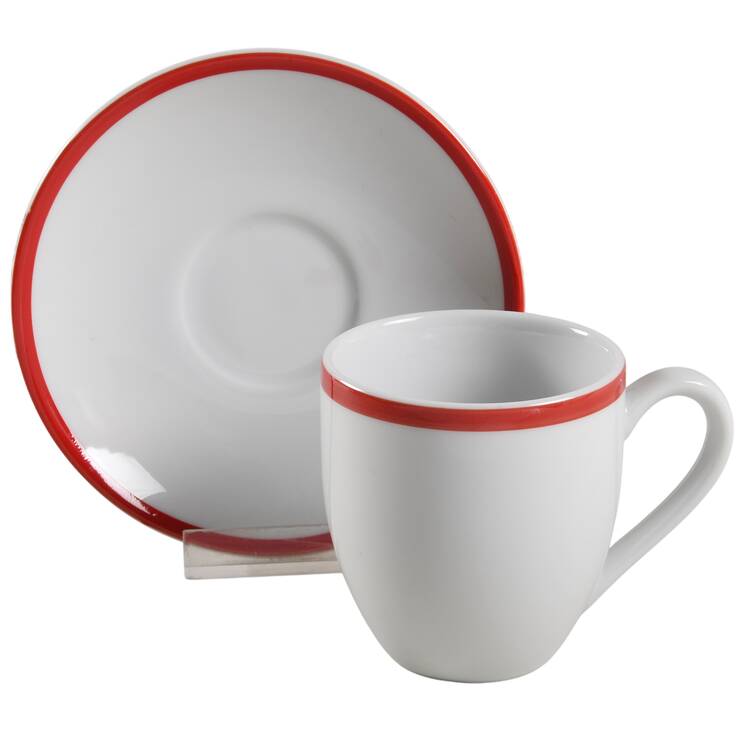 Brasserie Red Flat Demitasse Cup & Saucer Set