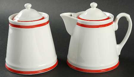 Brasserie Red Creamer & Sugar with Lids Set