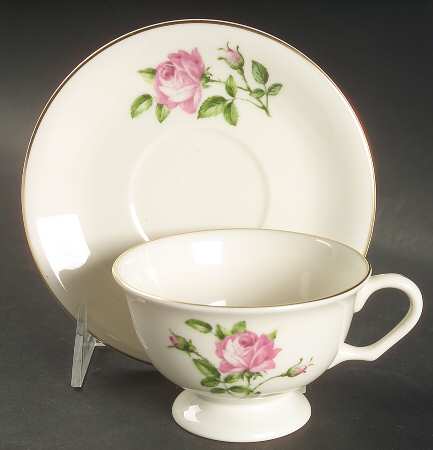 Morning Rose Footed Cup & Saucer Set
