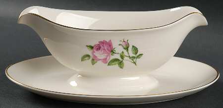 Morning Rose Gravy Boat with Attached Underplate