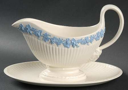 2804 (Edme, Blue Grapes) Gravy Boat with Attached Underplate