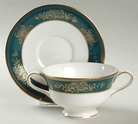 Agincourt Blue Footed Cream Soup Bowl & Saucer Set