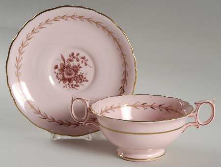 Mayfair (W3343, Alpine Pink) Footed Cream Soup Bowl & Saucer Set