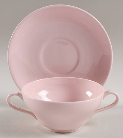 Alpine Pink (No #, No Design) Cream Soup Bowl & Saucer Set