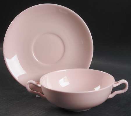 Alpine Pink (No Design, No#, Smooth) Flat Cream Soup Bowl & Saucer Set