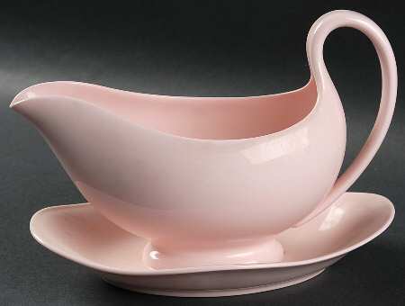 Alpine Pink (No Design, No#, Smooth) Gravy Boat with Attached Underplate