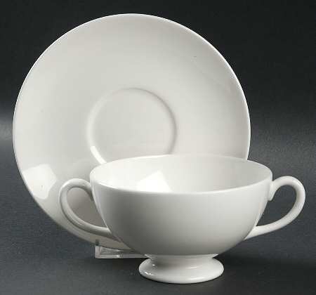 Alpine White Footed Cream Soup Bowl & Saucer Set