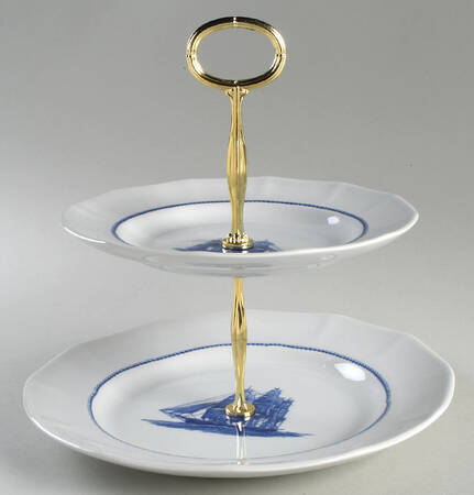 American Clipper Blue 6 5/8"-10"  2 Tiered Serving Tray (Dp, Sp) HC