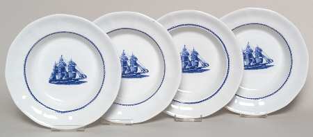 American Clipper Blue Rim Soup Bowl - Set of 4