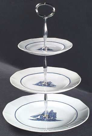 American Clipper Blue 13 7/8"-14 1/4" 3-Tiered Serving Tray(DP,SP,BB) HC