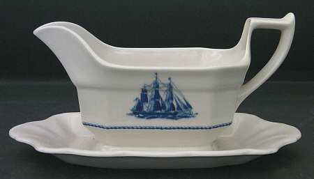 American Clipper Blue Gravy Boat with Attached Underplate by Wedgwood