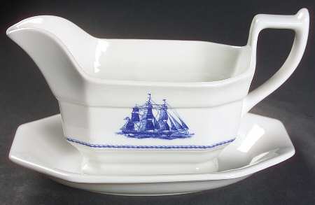 American Clipper Blue Gravy Boat & Underplate