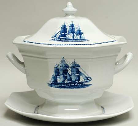 American Clipper Blue Tureen & Lid w/Underplate