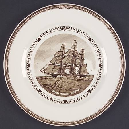 American Clipper Ship Brown Luncheon Plate