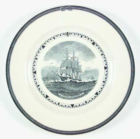 American Clipper Ships Black Dinner Plate