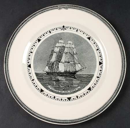 American Clipper Ships Black Luncheon Plate