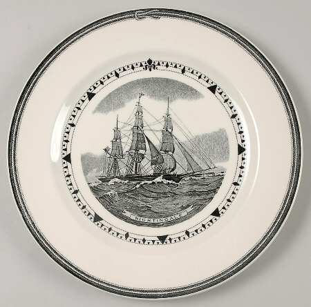 American Clipper Ships Black Luncheon Plate