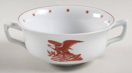 American Eagle Red Flat Cream Soup Bowl