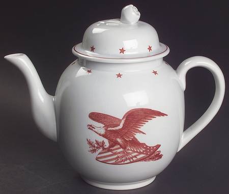 American Eagle Red Teapot & Lid