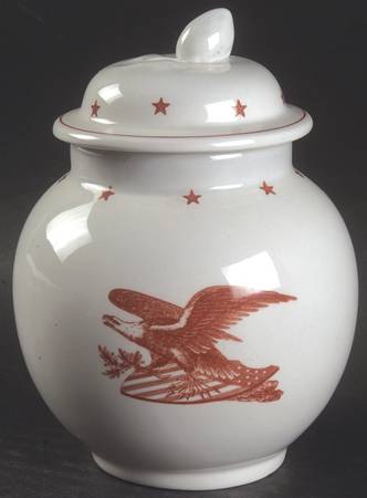 American Eagle Red Sugar Bowl & Lid