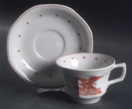 American Eagle Red Flat Cup & Saucer Set