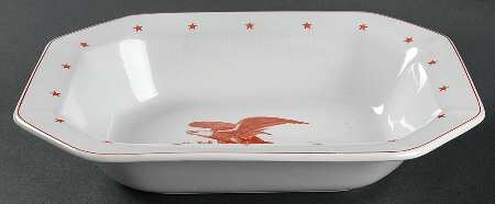 American Eagle Red 9" Oval Vegetable Bowl