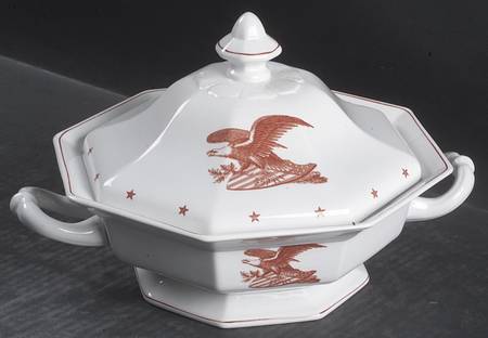 American Eagle Red Octagonal Covered Vegetable
