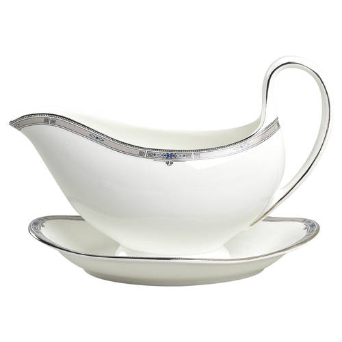 Amherst (Platinum Trim) Gravy Boat with Attached Underplate