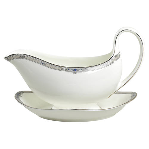 Amherst (Platinum Trim) Gravy Boat & Underplate