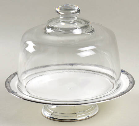 Amherst (Platinum Trim) 6 1/2"-7 1/2" Footed Cheese Plate w/ Glass Dome HC