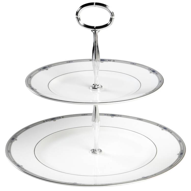 Amherst (Platinum Trim) 6 5/8"-10"  2 Tiered Serving Tray (Dp, Sp) HC