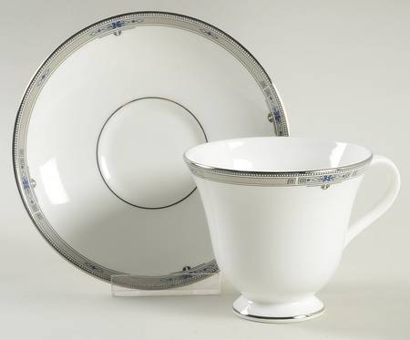 Amherst (Platinum Trim) Victoria Shape Footed Cup & Saucer Set