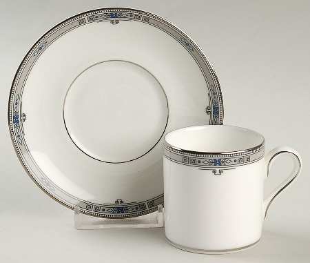 Amherst (Platinum Trim) Bond Shape Demitasse Cup and Saucer Set
