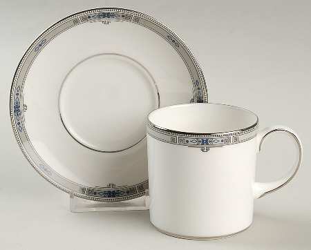 Amherst (Platinum Trim) Can Shape Demitasse Cup and Saucer Set