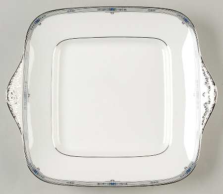 Amherst (Platinum Trim) Square Handled Cake Plate